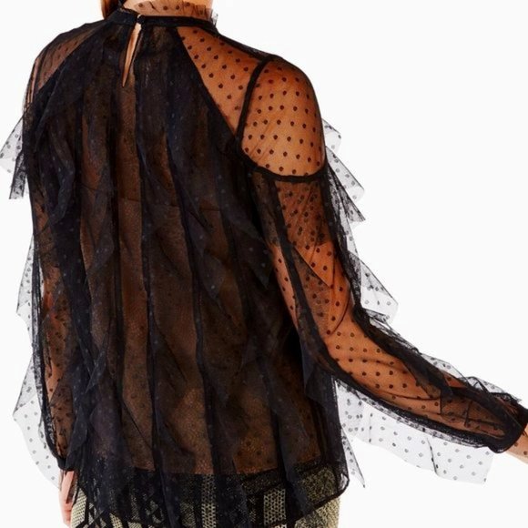 BCBG MAXAZRIA LEORA MESH TOP BLACK COLOR SIZE S $198.00 - Picture 2 of 12